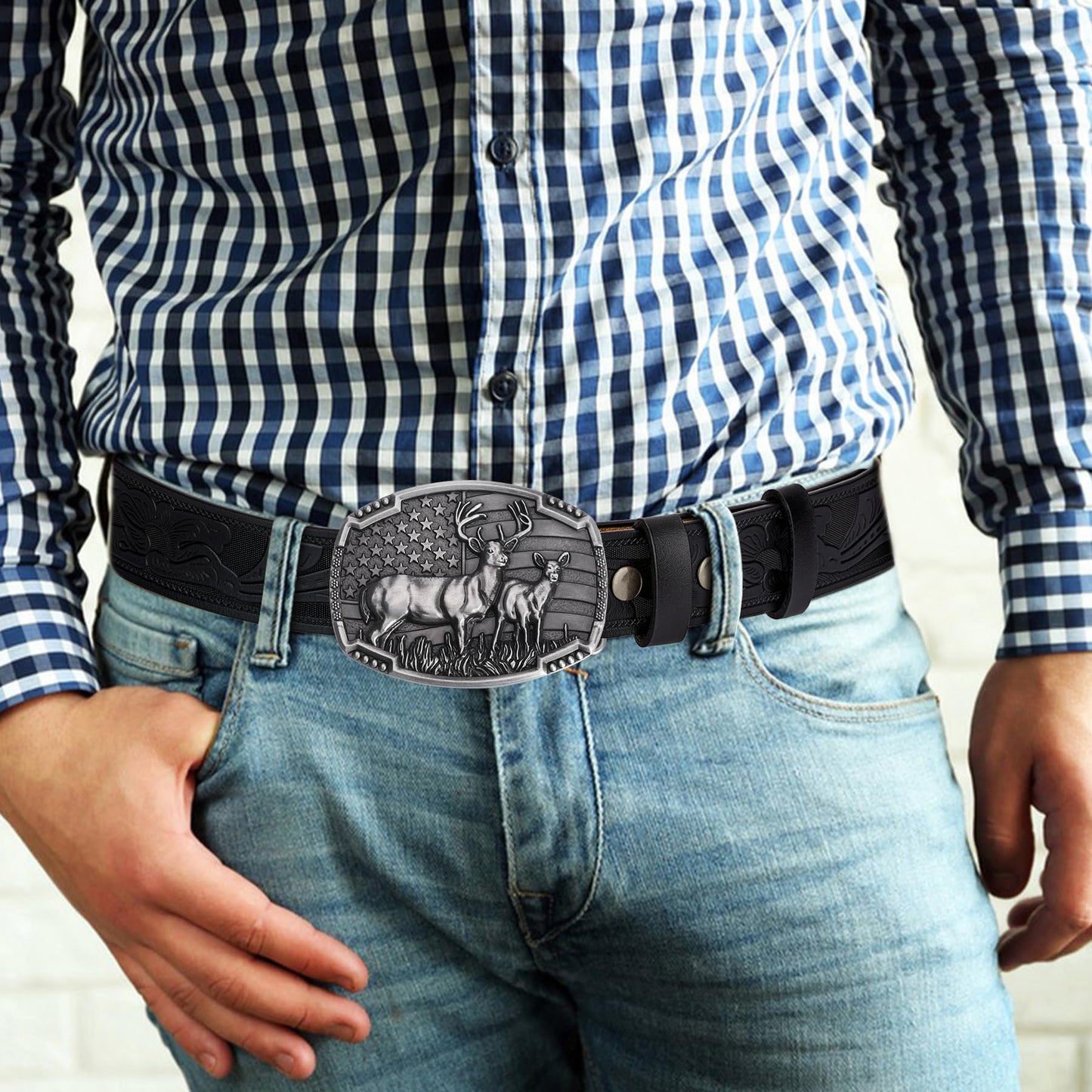 Western Cowboy Leather Belt for Men Women Cowgirl, Mens Buckle Belt for Jeans, Country Belt, Men's Gifts