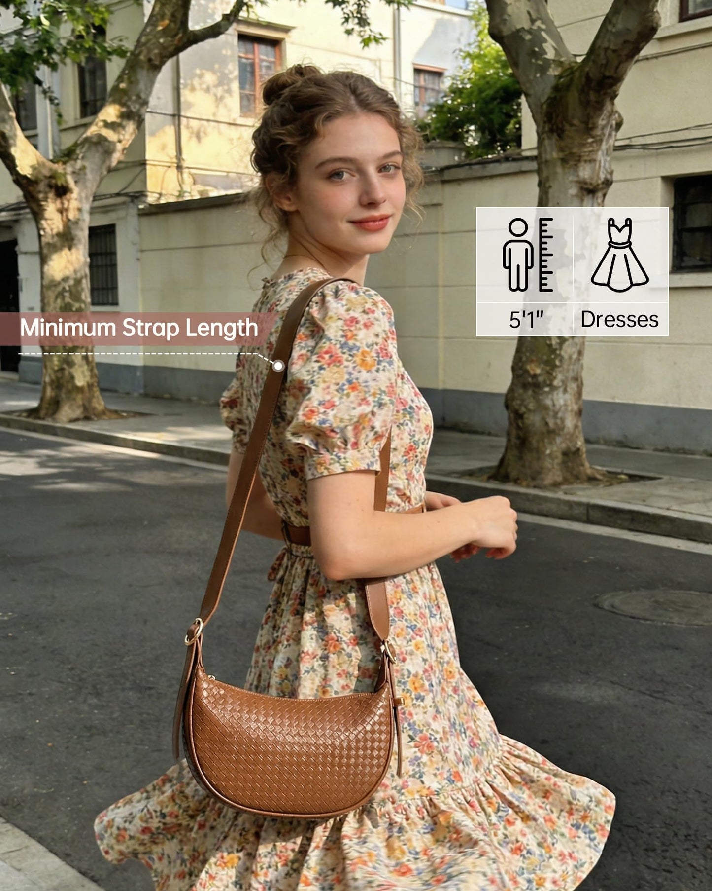 Purses for Women Woven Crescent Shoulder Bag 2PC Vegan Leather Hobo Crossbody Handbag with Small Matching Bag
