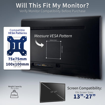 VIVO STAND-V002F Dual LED LCD Monitor Free-Standing Desk Stand for 2 Screens up to 27 Inch Heavy-Duty Fully Adjustable Arms with Max VESA 100x100mm