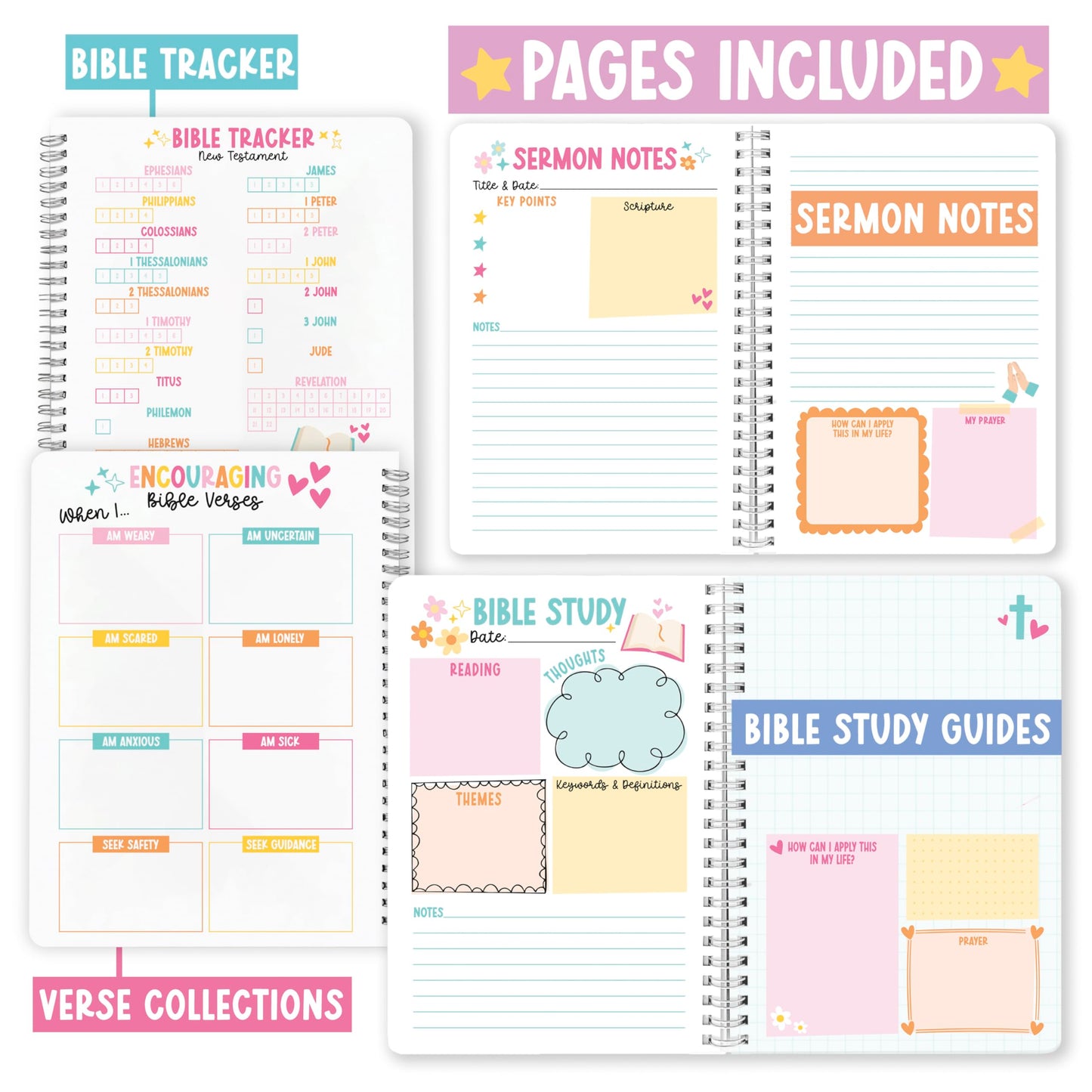 Hadley Designs Guided Bible Study Journal for Women - Bible Journal for Women, Sermon Notes Notebook, Church Notes Journals, Scripture Study Supplies and Journaling Kit, Christian Graduation Gifts
