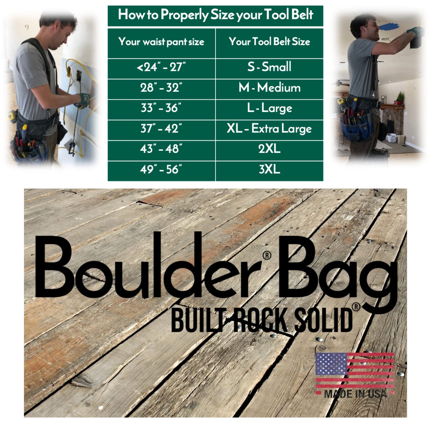 BOULDER BAG Ultimate Electrician's MAX Combo with Comfort Back Support Tool Belt, Quick Release Buckle, Heavy Duty Tool Belt, Camo - Backwoods, (Medium 28-32 Inch Waist), Made in USA