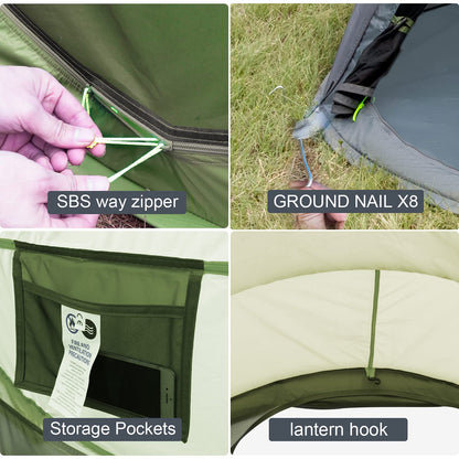 Pop Up Tents for Camping 4 Person Waterproof Military Popup Tent Camping Easy Up Camping Tents Instant Pop Up Tent Big Green
