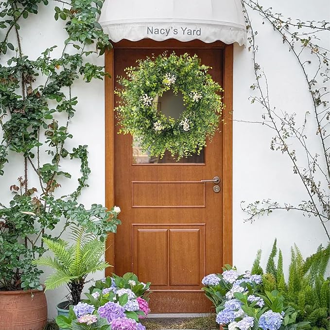 24 Inch Eucalyptus Wreaths for Front Door Decor– Artificial Greenery Front Door Wreath, Outdoor Wreaths for Front Door for Spring, Summer, Fall & All Seasons Home or Porch Decor