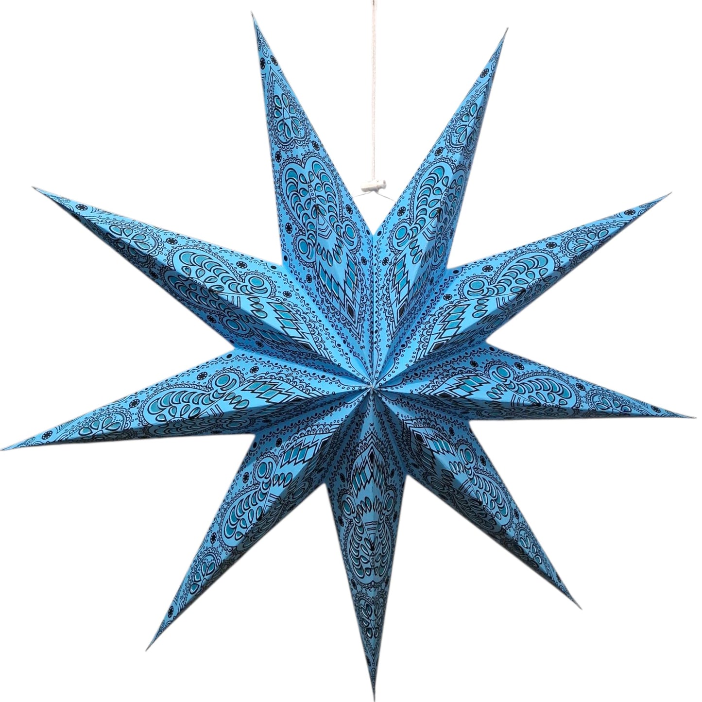 YEPSIO Lantern Lampshade 9 Pointed Paper Star Light Shades Large 60cm Star Hanging Decorations for Christmas Wedding Home Decoration Birthday Party (Blue)