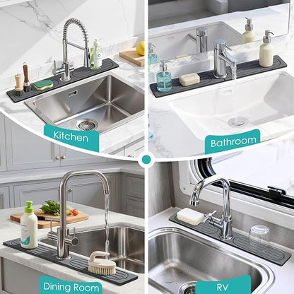 4Pcs Stone Faucet Mat for Kitchen Sink, Diatomite Quick Dry Water Absorbing