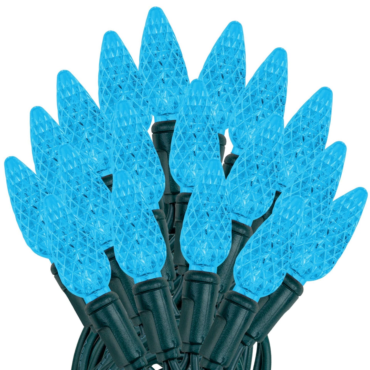 ‎‎‎Novelty Lights 24FT 70 LED C6 LED Christmas String Lights, Outdoor Christmas Tree Commercial Grade LED String Lights, Permanent Christmas Lights Outdoor Tree Decorations Outdoor (Teal)