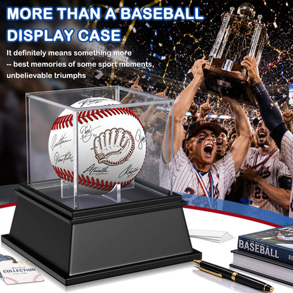 KKU Baseball Display Case 2 Pack, Baseball Holder for Ball Display Cube Box, UV Protected Acrylic Baseball Storage Official Size Box, Memorabilia Display Case for Baseball