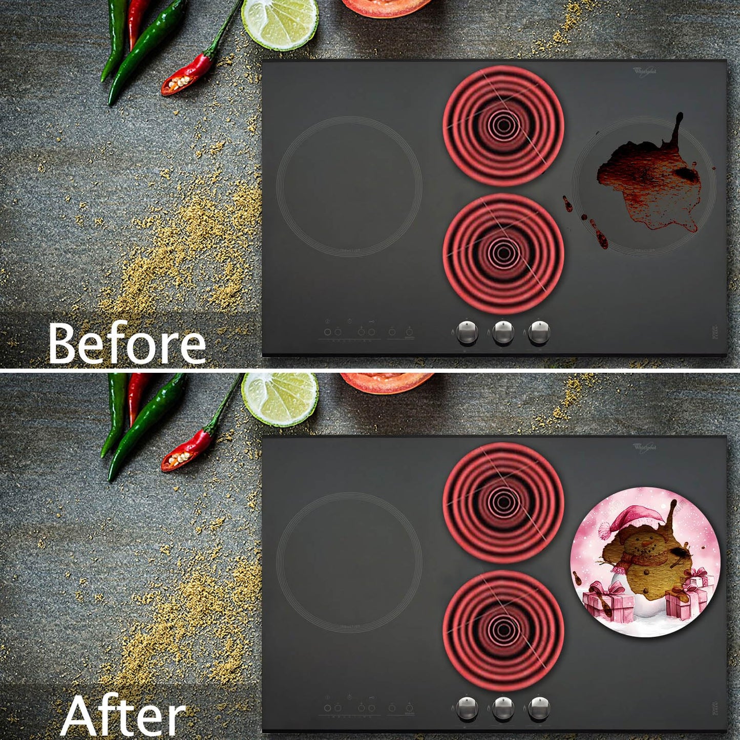 Tucocoo Christmas Snowman Stove Burner Covers,8＆10 Inches Stove Top Covers Electric Stove 4 Pcs Metal Stove Cover Gas Stove Top Covers,Home Kitchen Cooktop Decorative