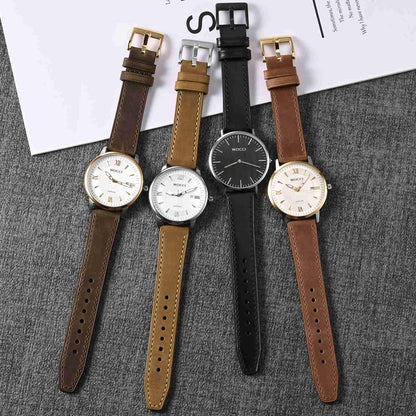 WOCCI 20mm Elite Watch Band, Top Grain Leather, Quick Release, Black Buckle (Black)