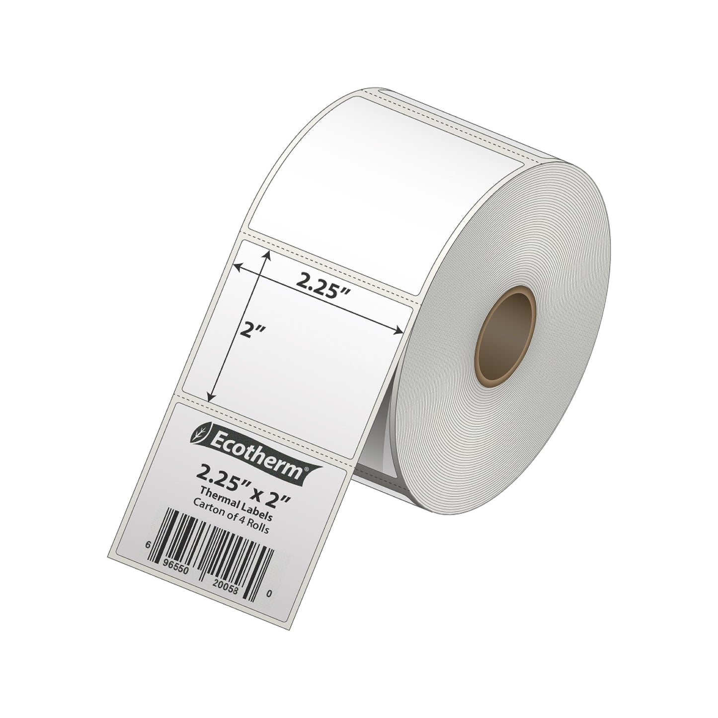 2.25" x 2" Thermal Labels | 4 Rolls | 2940 Labels | fits Zebra, Munbyn, Rollo, Godex, Arkscan, iDPRT, Offnova Thermal Label Printers and More | Blank White Adhesive Stickers by Ecotherm