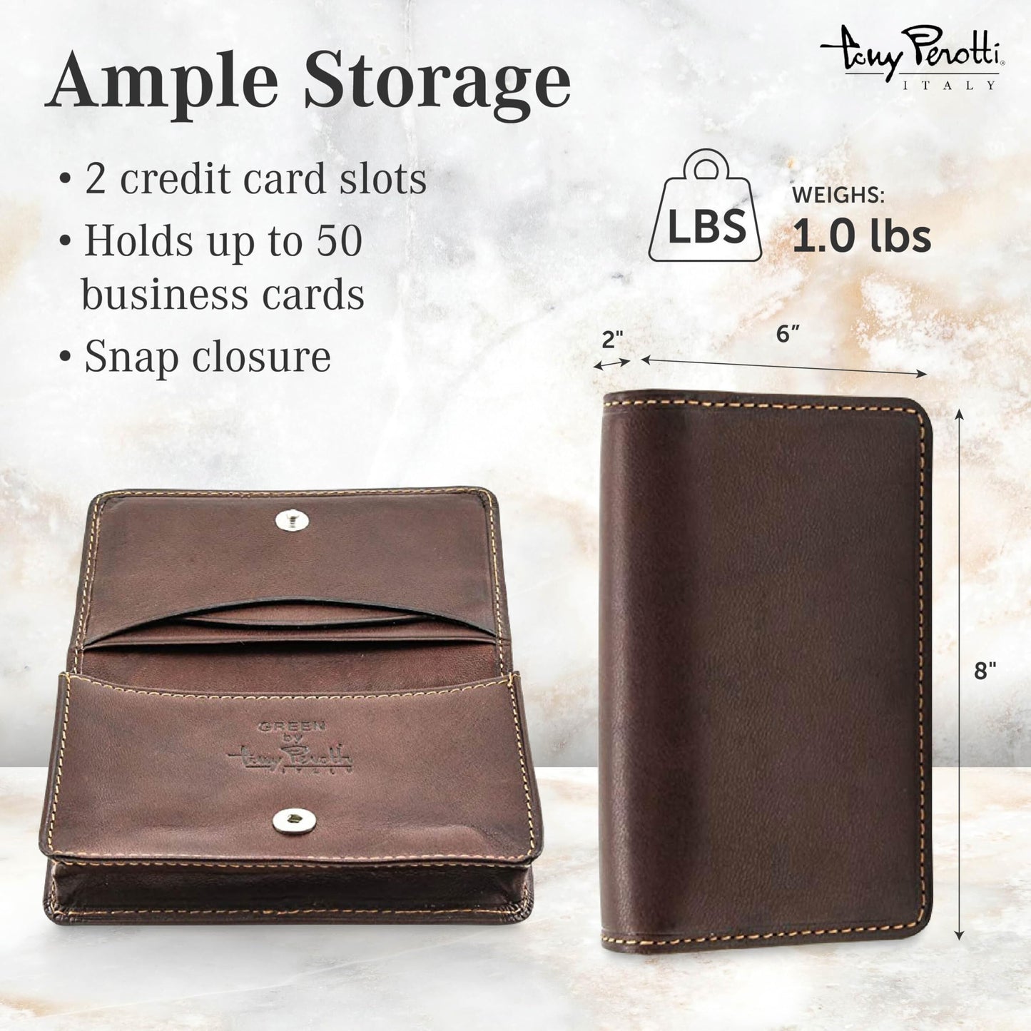 Tony Perotti Italian Leather Business Card Holder for Men and Women - Eco-Friendly Vegetable-Tanned Full Grain Leather Business Card Wallet Made in Italy