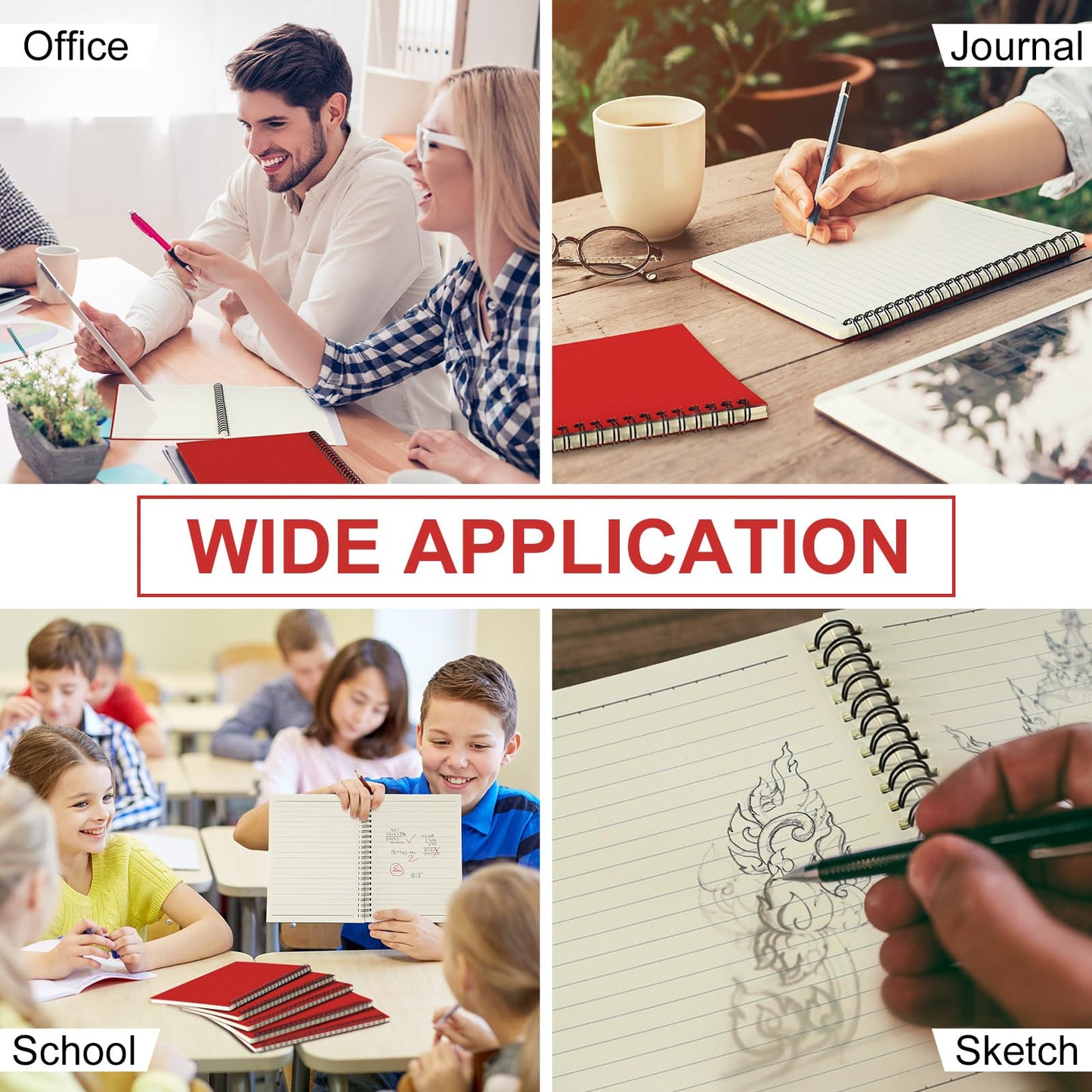 Yahenda 72 Pcs Spiral Notebook Bulk A5 Journal Lined 8.3'' x 5.5'' Writing Composition Paper Small Notepad Subject Notebook for Students Office Business Back to School Supplies (Red)