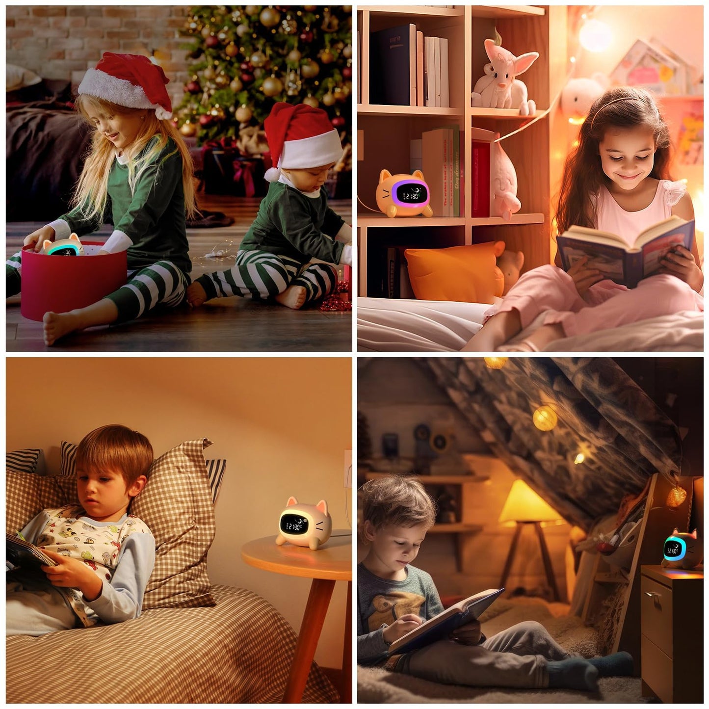 ANALOI Kids Alarm Clock Ok to Wake Alarm Clock for Kids, Toddlers Night Light Clock for Bedroom, Cat Alarm Clock with Sleep Training and Sound Machine, Birthday Gift for Boy Girls Children
