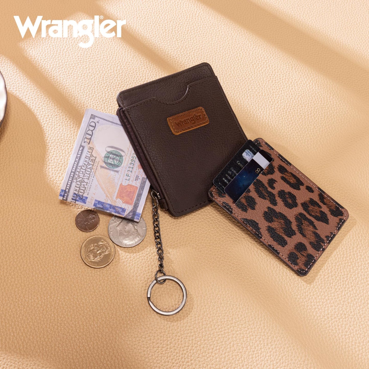 Montana West X Wrangler Small Keychain Card Holder for Women Minimalist Thin Pocket Wallet Slim Mini Rfid Card Cases with Detachable Ultra Card Holder WG366-W118CF