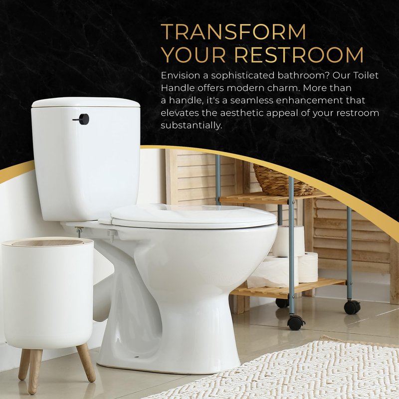 RAVINE Premium Modern Luxury Universal Toilet Handle Replacement, Majestic Collection. Toilet Lever Replacement, Easy Install (Black, Front Mount)