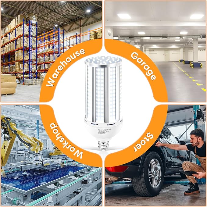 2 Pack 120W Corn LED Light Bulb Fanless,5000K Daylight(1200 Watt Equivalent) E26/E39 Large Mogul Base LED Cob Lamp 15,800LM for Outdoor Indoor Garage Warehouse Factory Workshop Street Backyard
