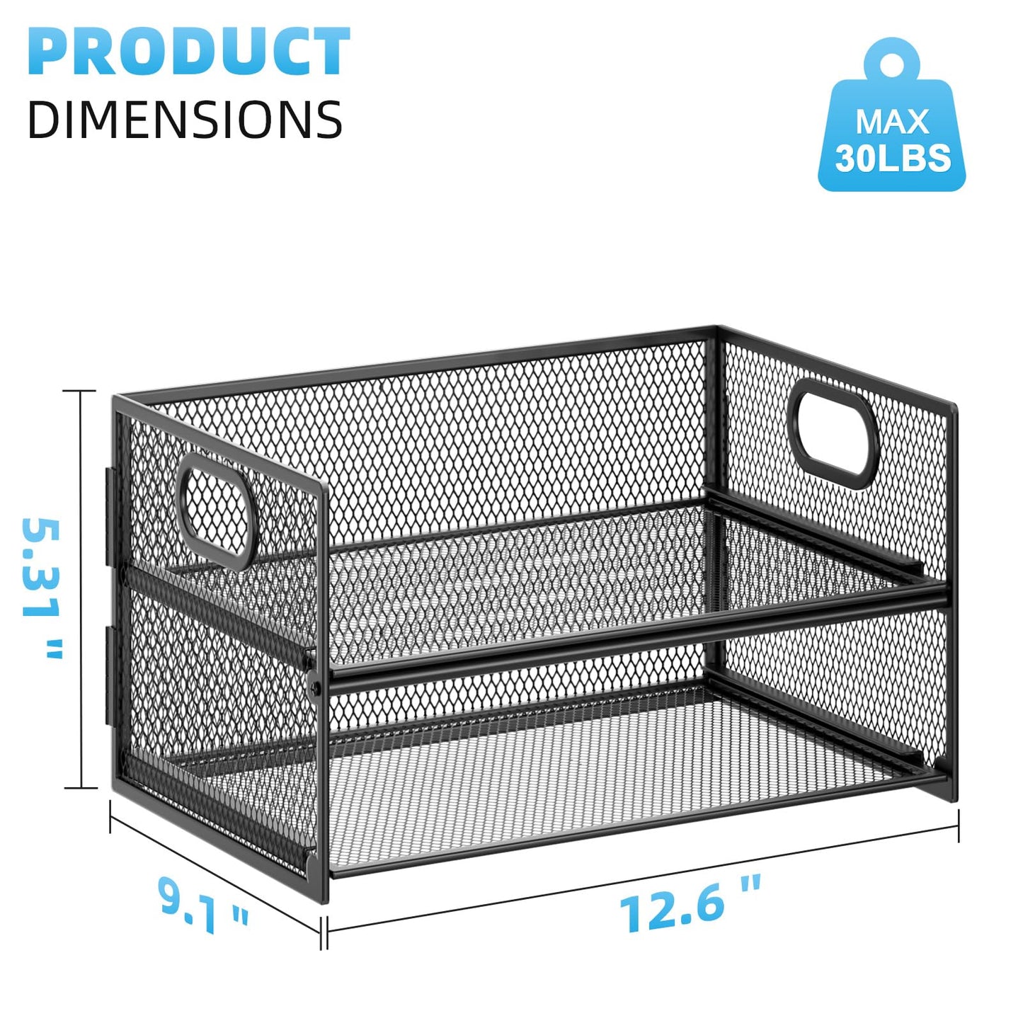 Marbrasse 2 Tier Paper Organizer Letter Tray, Mesh File Organizer with Handle, Paper Sorter Desk Organizer for Home Office Supplies - Black
