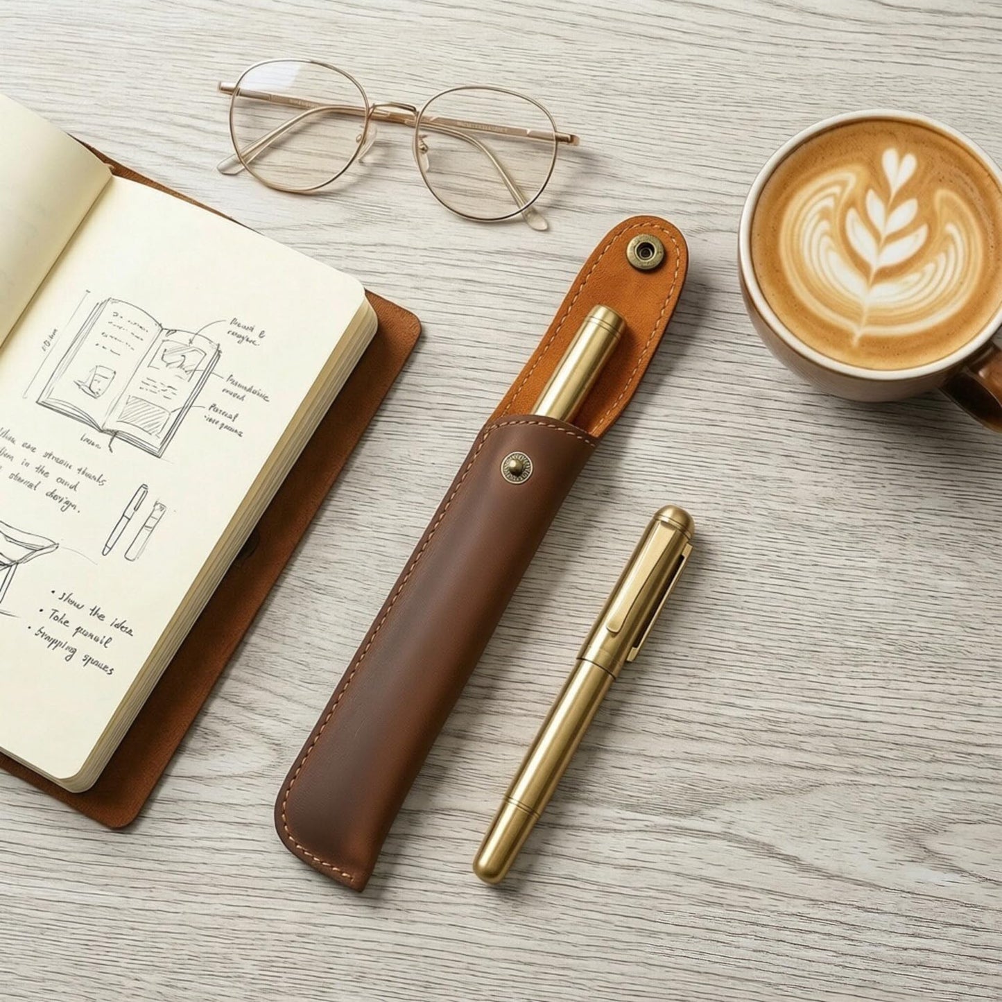 Yeedonzo Handmade Genuine Leather Pen Case Holder, Brown Single Fountain Pen Holder, Vintage Pen Case for Pens, Pencils & Ballpoints