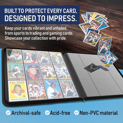 Premium TCG Card Binder For 480 Side Loading Pockets | Sports Trading Card Binder 12 Pocket Zipper, Collectible Trading, Magic, MTG, Baseball, Football Ringless Storage Organizer Album.