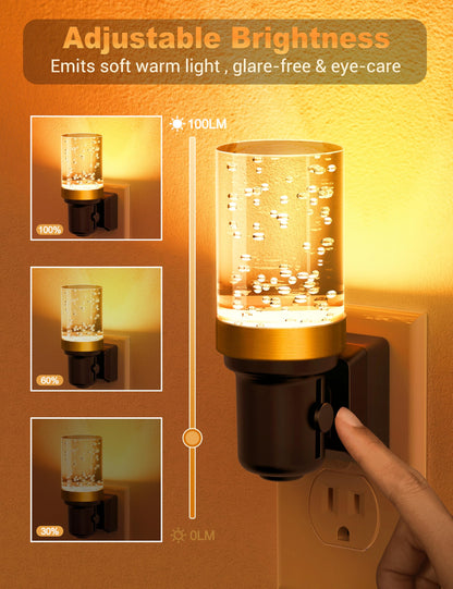 JandCase LED Night Light, Dimmable Night Lights Plug into Wall, Modern Nightlight with Auto On Off Light Sensor, 3000K Soft White Night Light 0-100LM Brightness for Bathroom Hallway Bedroom Decor