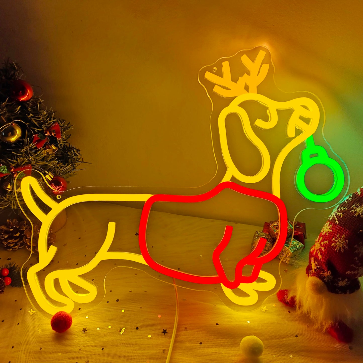 FuugZze Dachshund Neon Sign Christmas Neon Lights for Bedroom Weiner Dog Led Signs for Bedroom Wall Dimmable Dachshund Light Up Sign for Neon Christmas Decorations Party Wall Room Home Decor