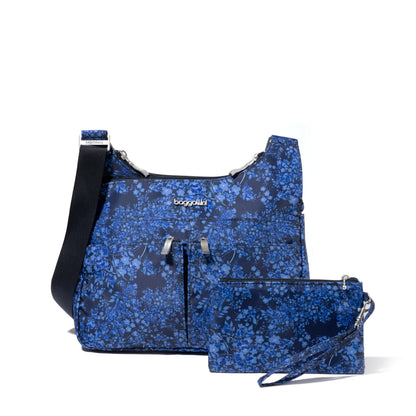 Baggallini Cross Over Crossbody Women 11x8.5 Medium Travel Bag Lightweight Water-Resistant Nylon Organized Handbag Purse