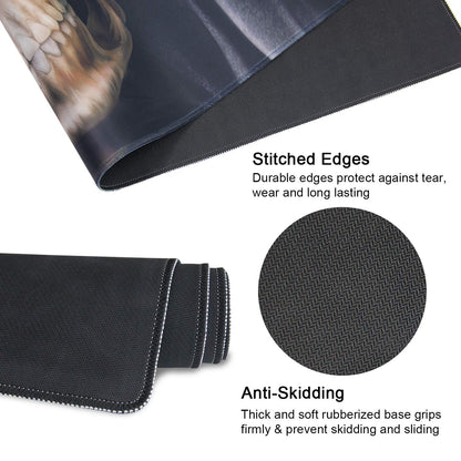 Meffort Inc Extra Large Extended Gaming Desk Mat 34.75 x 15.25 inch XXL XXLG Mouse Pad - Skull Face