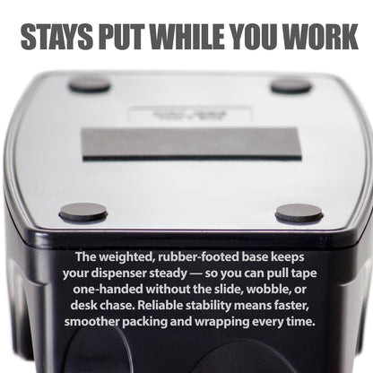 Officemate Recycled 2-in-1 Heavy Duty Tape Dispenser, 1" and 3" Cores, Black (96690)