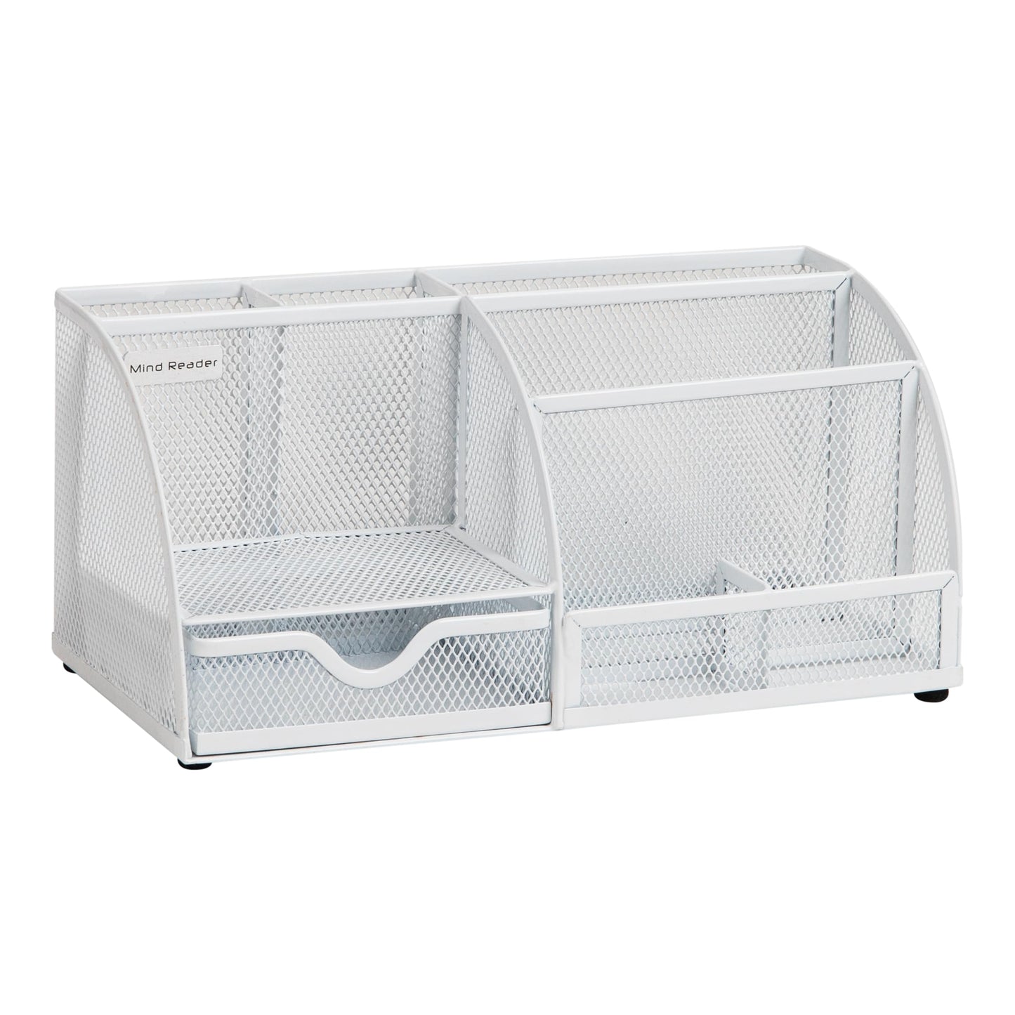 Mind Reader 7-Compartment Desktop Organizer, File & Accessory Storage, Metal Mesh Office Organizer for Desk, Workspace, Mail, White