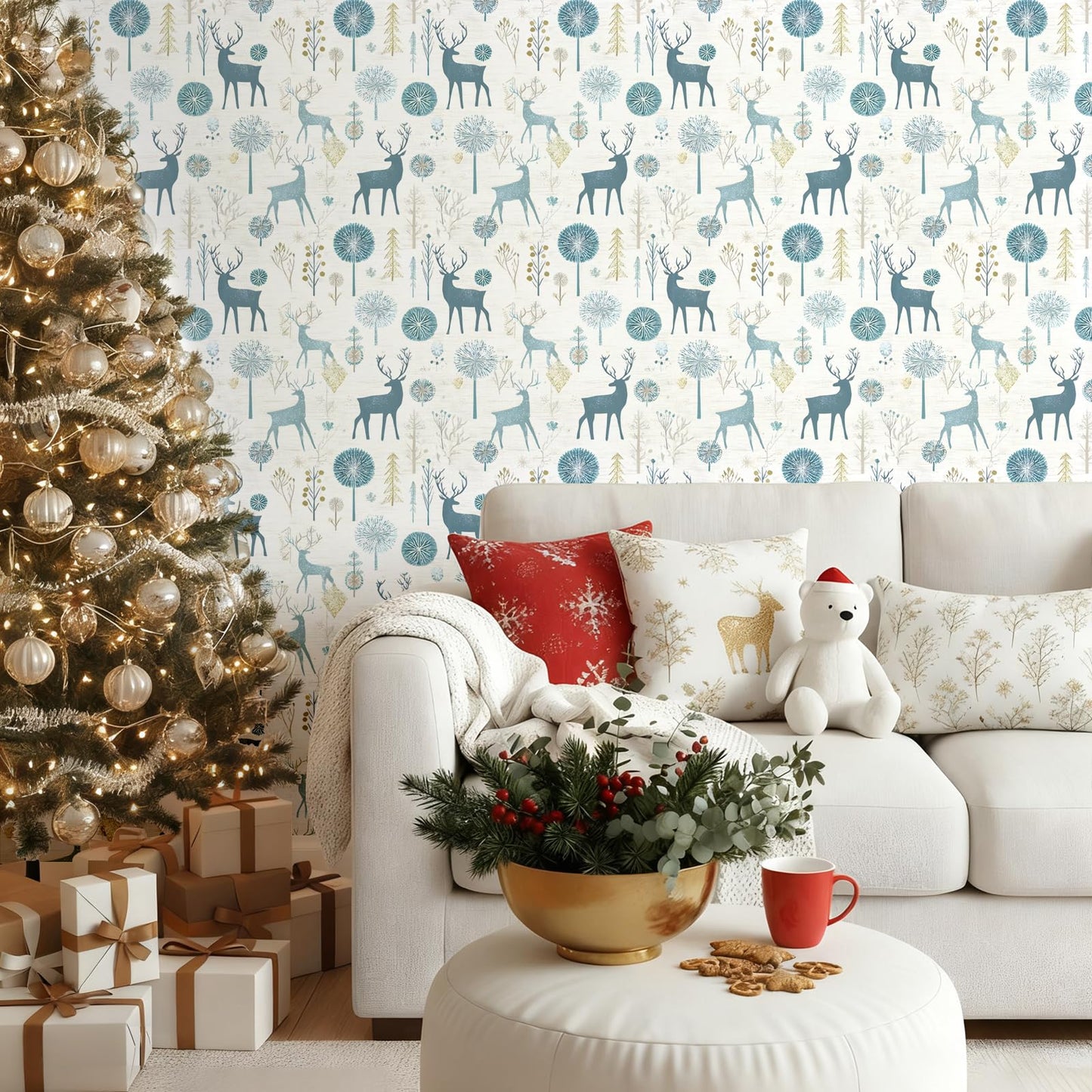 Kitico Peel and Stick Wallpaper – Self Adhesive Wall Paper for Walls, Waterproof Removable Contact Paper Roll for Everyday Home Décor & Christmas Gift Wrap Roll 17.7"x196.8"