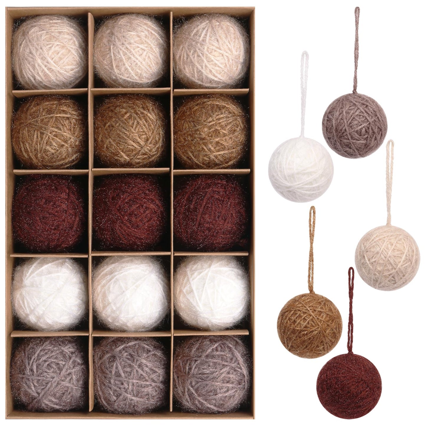 SY Super Bang 15PCS Rustic Christmas Ball Ornaments, 60MM/2.3Inch Shatterproof Ornaments Set for Christmas Tree Hanging Decorations, for Home Farmhouse Bowls Vase Fillers Holiday Party Xmas Decor.