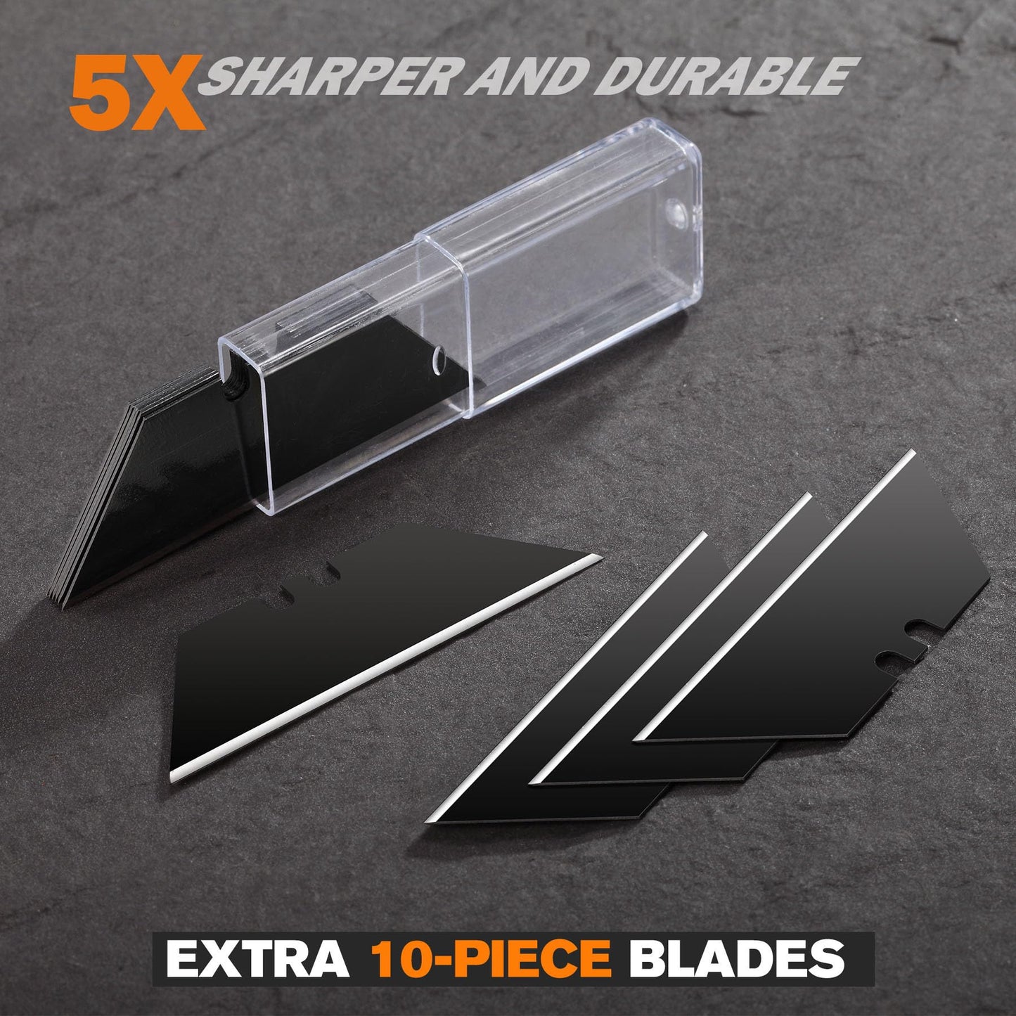 REXBETI 2-Pack Utility Knife, SK5 Heavy Duty Retractable Box Cutter for Cartons, Cardboard and Boxes, Blade Storage Design, Extra 10 Blades Included（Total 18 Blades）