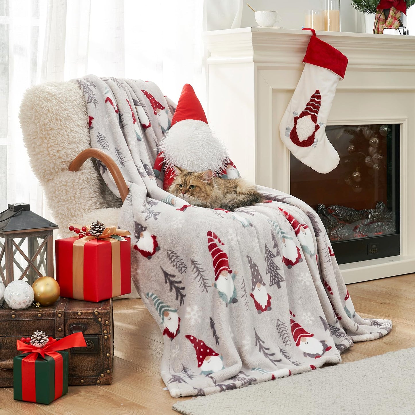 Cozy Bliss Gnome Throw Blanket Christmas Blanket Warm MilkyPlush™ Throw Blanket, Ultra Soft Cozy Blanket for Couch,Sofa and Bed(Xmas Gnome,50"x60")