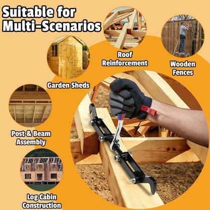 DITKOK Heavy Duty Beam Puller Tool with Iron Hooks, Wall Puller Framing Tool with Ergonomic Reversible Ratchet, Framing Puller For Mass Timber, CLT, Post & Beam, and ZIP Panels, Clamping Travel 4.53"