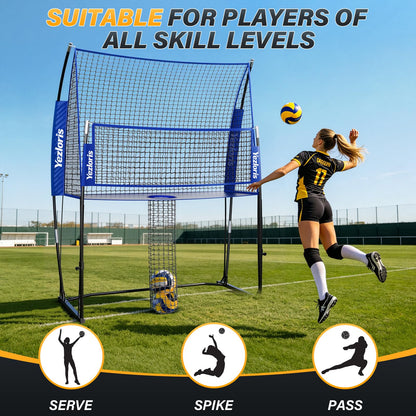 Volleyball Training Net Equipment System, Freely Adjustable 2-in-1 Volleyball Practice Net for Serve Spike Hitting Training, Stable Frame Fast Setup Portable Volleyball Net for Backyard Indoor Outdoor