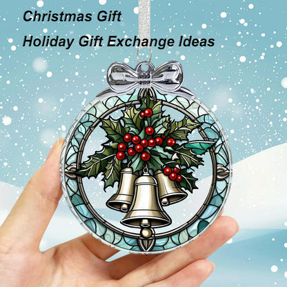 Christmas Bell Crystal Glass Hanging Ornament for Christmas Tree Decor, Christmas Ornaments Xmas Decorations, Holiday Keepsake Present Exchange Ideas