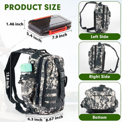 Fishing Backpack with Tackle Box - Compact Fishing Tackle Bag with Rod Holder | Ideal for Outdoor Sports