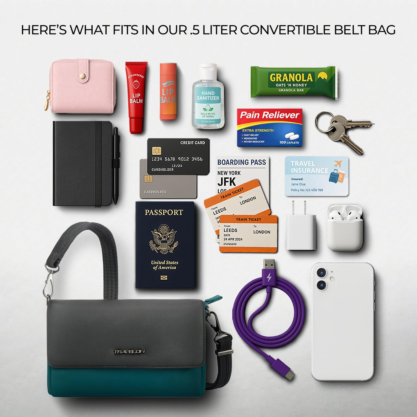 Travelon Anti-Theft Addison Convertible Crossbody/Belt Bag