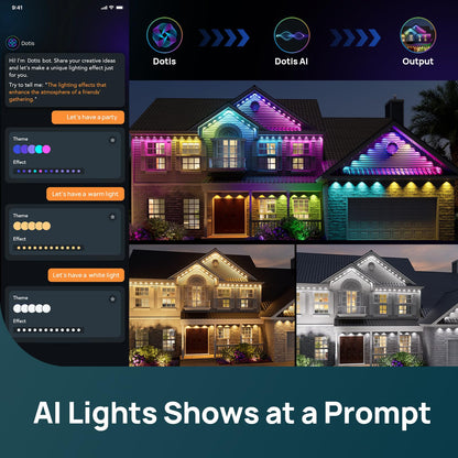 Linkind Permanent Outdoor Lights HP5,Smart AI RGBTW 150ft Christmas Lights, 85 Scenes Modes for Daily Holiday Christmas Decorations,IP67 Waterproof, Compatible with Alexa,Google Assistant