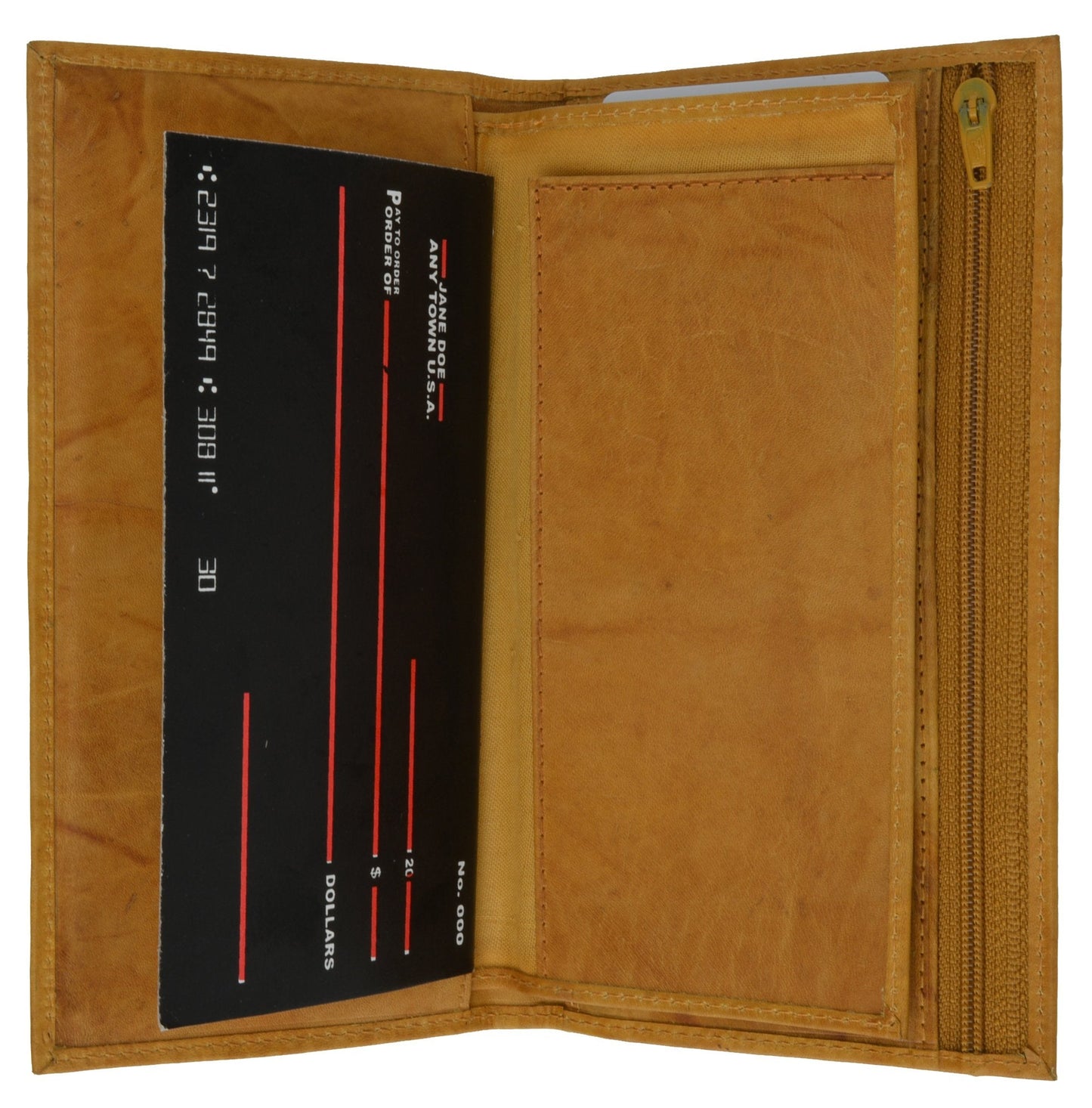 MARSHAL Genuine Leather Checkbook Cover Wallet Organizer with Credit Card Holder (Tan)