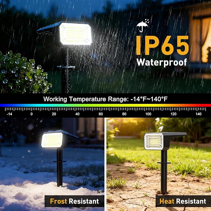 Solar Spot Lights Outdoor Waterproof IP65, [8 Pack/100 LED/4 Modes] 2-in-1 Solar Landscape Spotlights, Auto On/Off Solar Powered Flood Lights for Outside Yard Garden Pathway(Cool White)