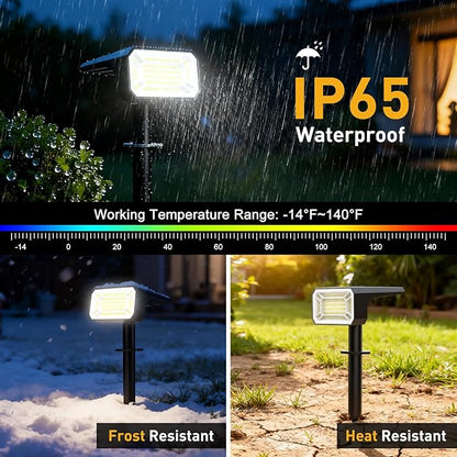 Solar Spot Lights Outdoor Waterproof IP65, [8 Pack/100 LED/4 Modes] 2-in-1 Solar Landscape Spotlights, Auto On/Off Solar Powered Flood Lights for Outside Yard Garden Pathway(Cool White)