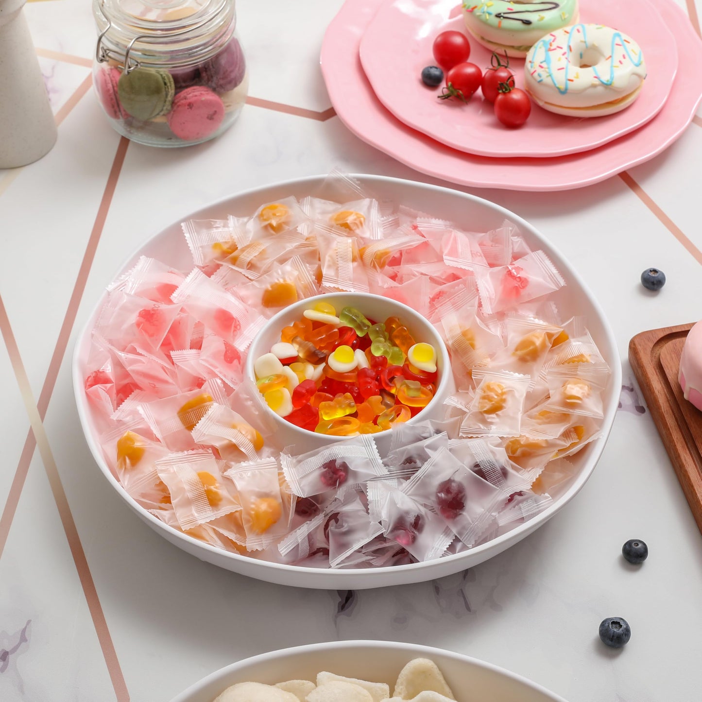 ZAROCRUS Chip and Dip Serving Set Divided Serving Platter Appetizers and Cheeses Serving Tray White Compartment Dishes for Party, Christmas, Dessert, Fruit, Candy, 13-inch Set of 2