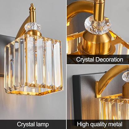 Crystal Vanity Lights - Black Gold 3 Light Bathroom Vanity Light Fixtures Over Mirror Modern Vanity Light