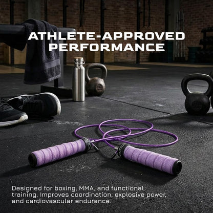 Weighted Jump Rope for Men & Women, 1LB Adjustable Heavy Speed Rope with Removable Handle Weights, Dual Cables for Cross Training Boxing Cardio & Home Workouts Durable Adult Fitness Jump Rope - Purple