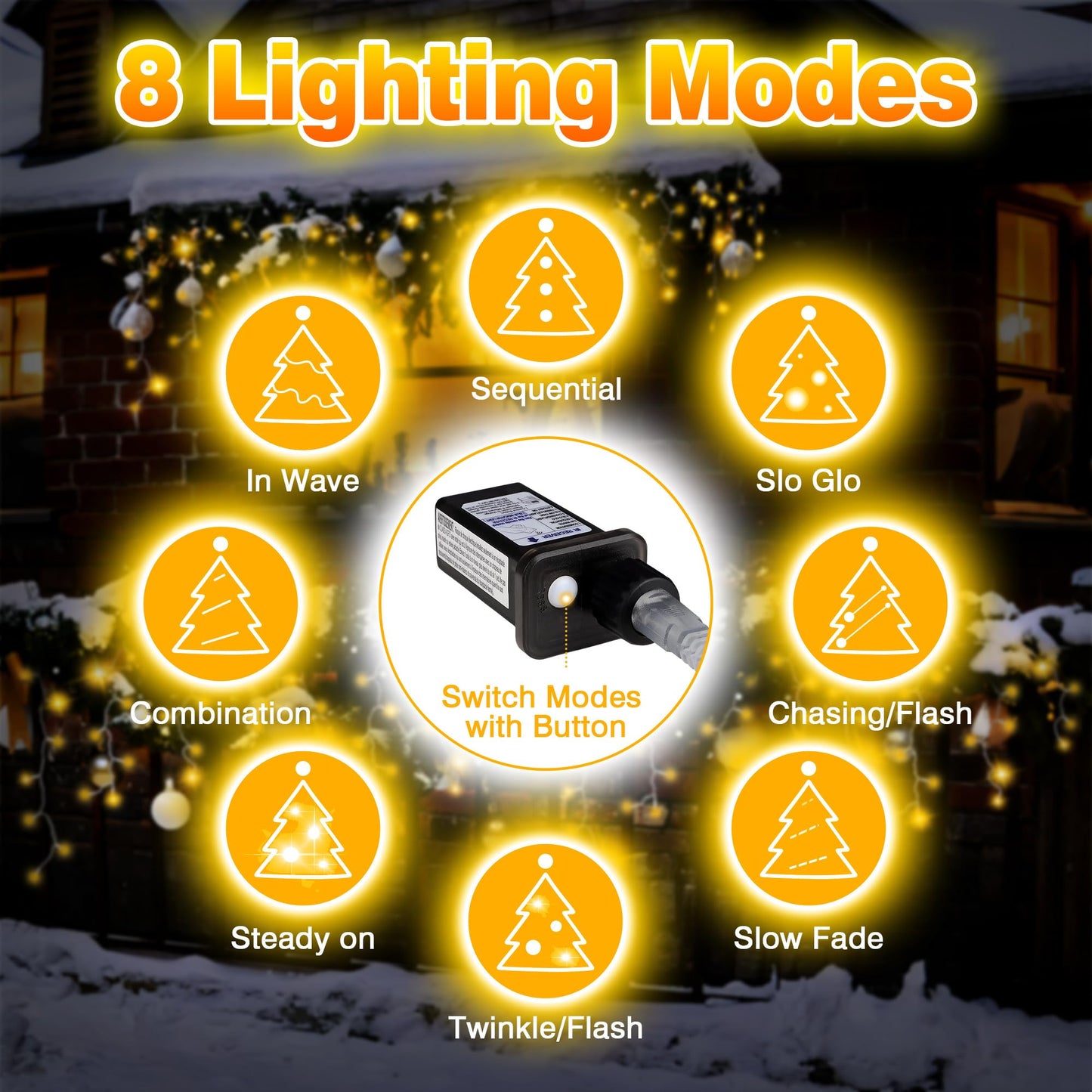 1000 LED Icicle Lights Outdoor, Plug in 98ft Waterproof Christmas String Lights, 8 Modes 4 Adjust Brightness, Remote & Timer, Indoor & Outside Decoration for Party, Wedding, Garden, Window, Wall