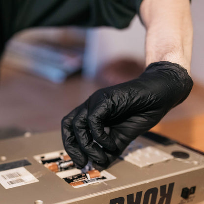 GLOVEWORKS Black Disposable Nitrile Industrial Gloves, 5 Mil, Latex & Powder-Free, Food-Safe, Textured, X-Large, Box of 100