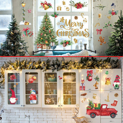 Cholemy 4 Sheets Christmas Wall Decal Stickers Decorations - Removable Indoor Home Decor for Room, Nursery, School, Restaurant, Cafe, Door, Window, Party (Tree)