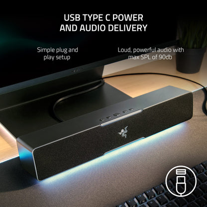 Razer Leviathan V2 X PC Soundbar with Full-Range Drivers - Compact Design - Chroma RGB - USB Type C Power and Audio Delivery - Bluetooth 5.0 - for PC, Laptop, Smartphones, Tablets & Nintendo Switch