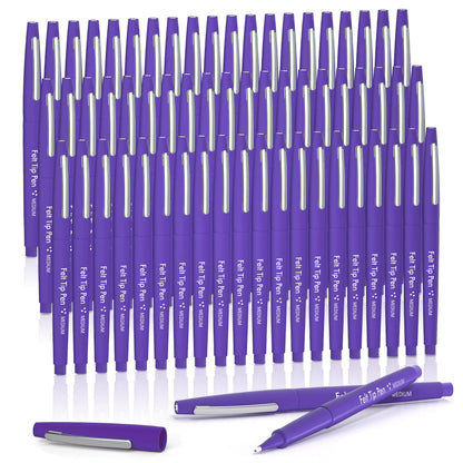 Lelix Felt Tip Pens, 60 Purple Pens, 0.7mm Medium Point, Felt Tip Markers Pens for Journaling, Writing, Note Taking, Planner, Perfect for Art Office and School Supplies